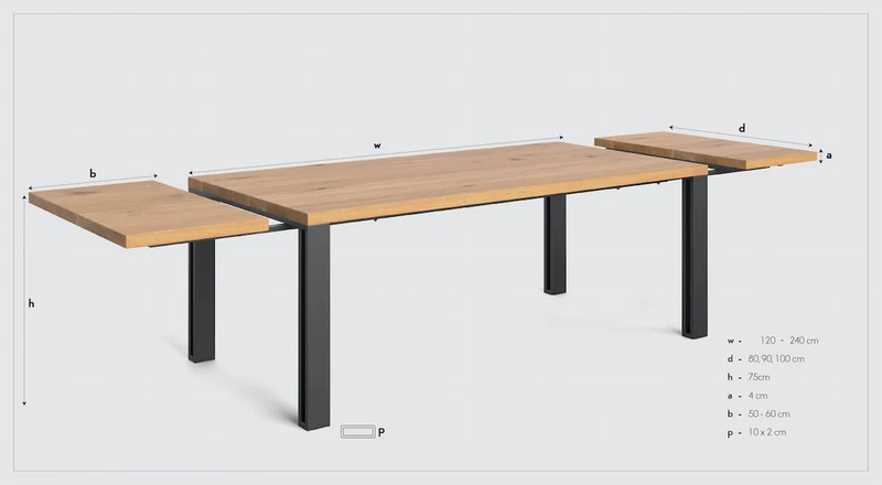 Ausziehbarer Industrial Esstisch Eiche | Ausziehtisch Fold in verschiedenen Größen