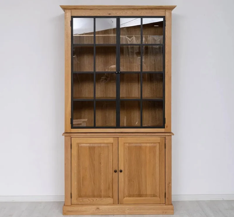Industrial Vitrine aus massiver Eiche mit 4 Türen