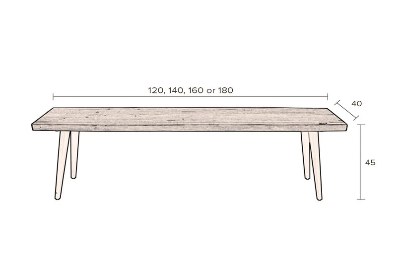 Bank ALAGON Walnuss mit Baumkante 140 cm von DUTCH BONE