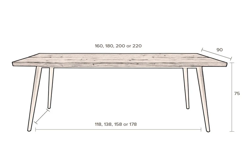 Esstisch ALAGON Walnuss mit Baumkante 160 x 90 cm von Dutchbone