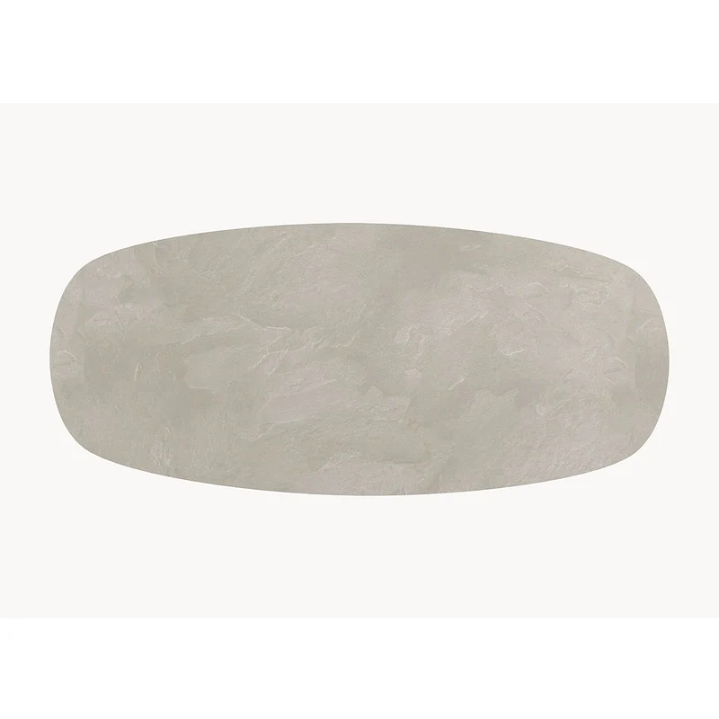 HPL eettafel Stonehaze Ivory - Deens Ovaal Recht - Matrix onderstel