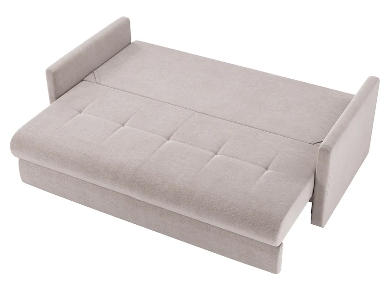 Dreisitziges Schlafsofa Lorro mit Stauraum, grau-beige Chenille