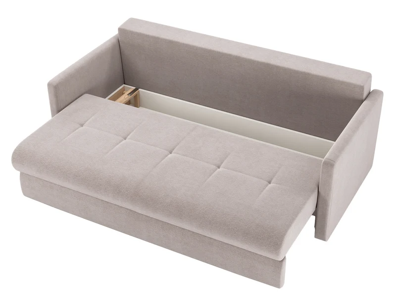 Dreisitziges Schlafsofa Lorro mit Stauraum, grau-beige Chenille