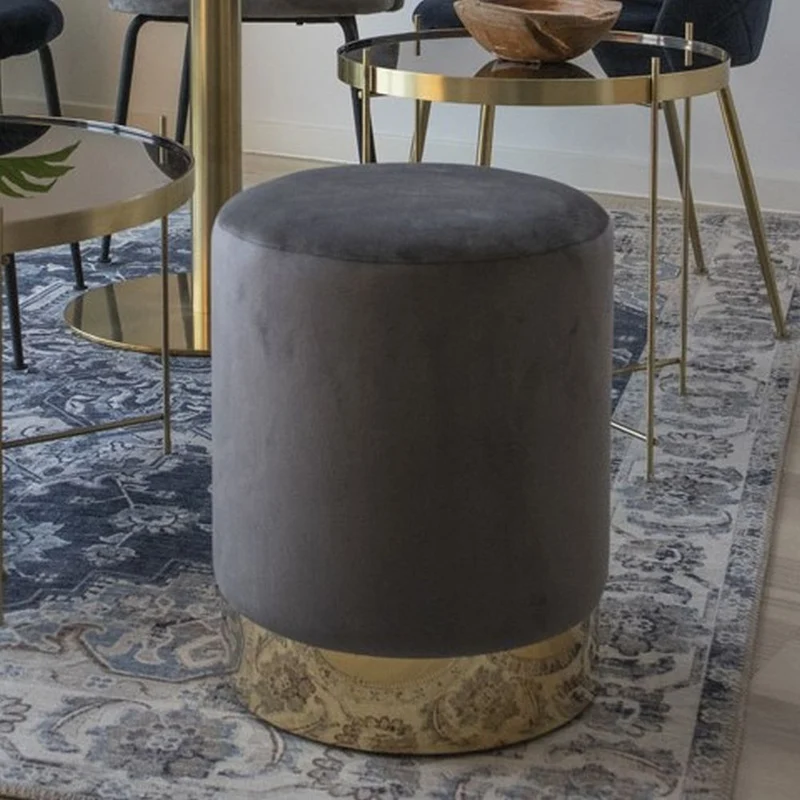Eleganter Hocker CHANTAL 43cm grau Samt