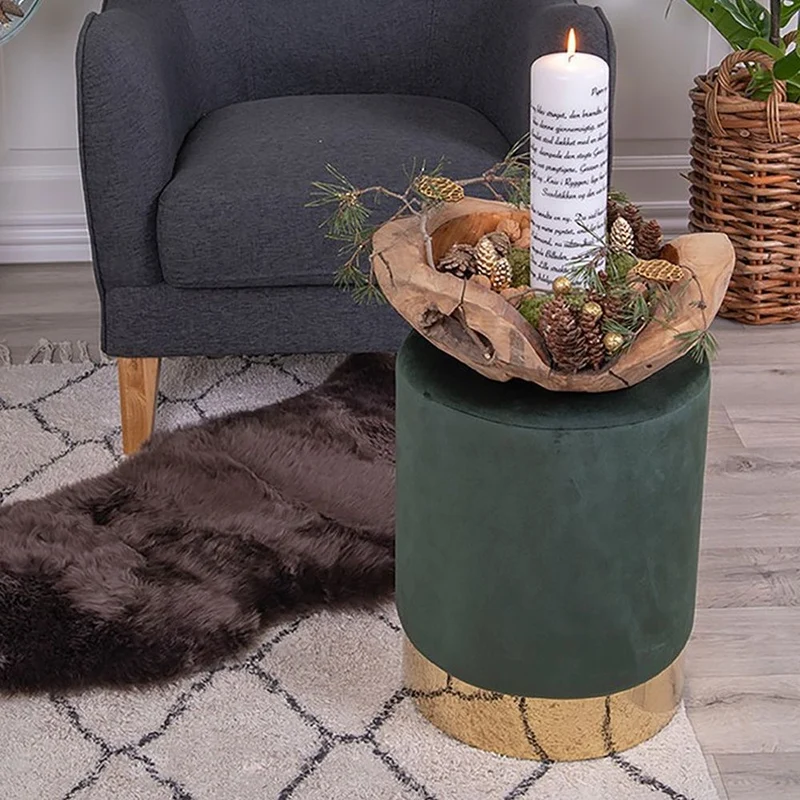 Eleganter Hocker CHANTAL 43cm grün Samt