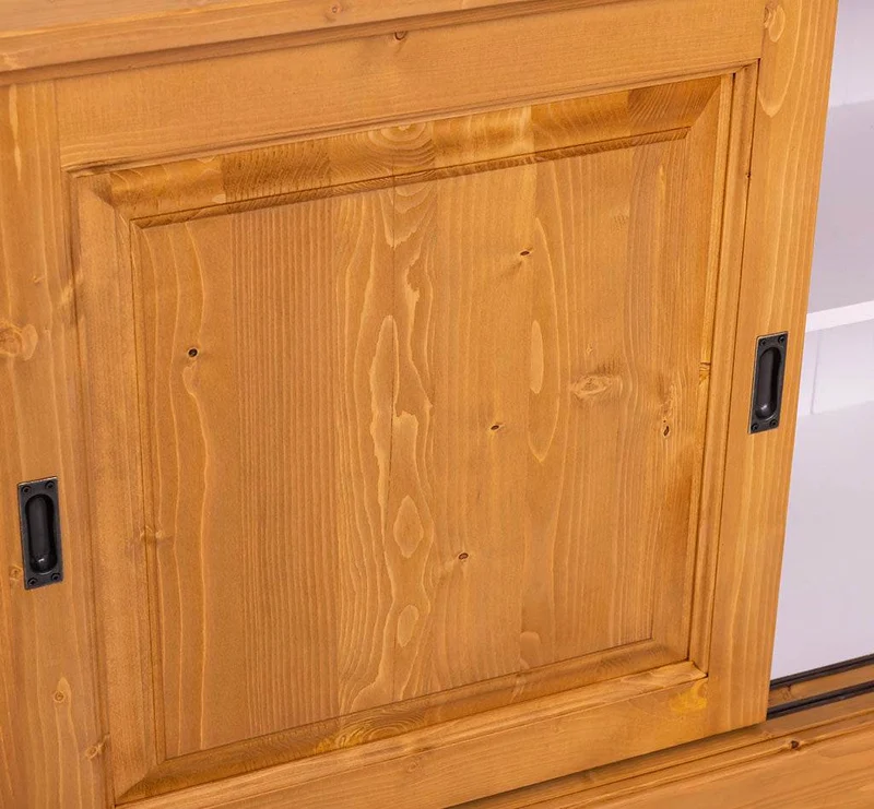 Großes Massivholz- Sideboard mit drei Schiebetüren - Lowboard