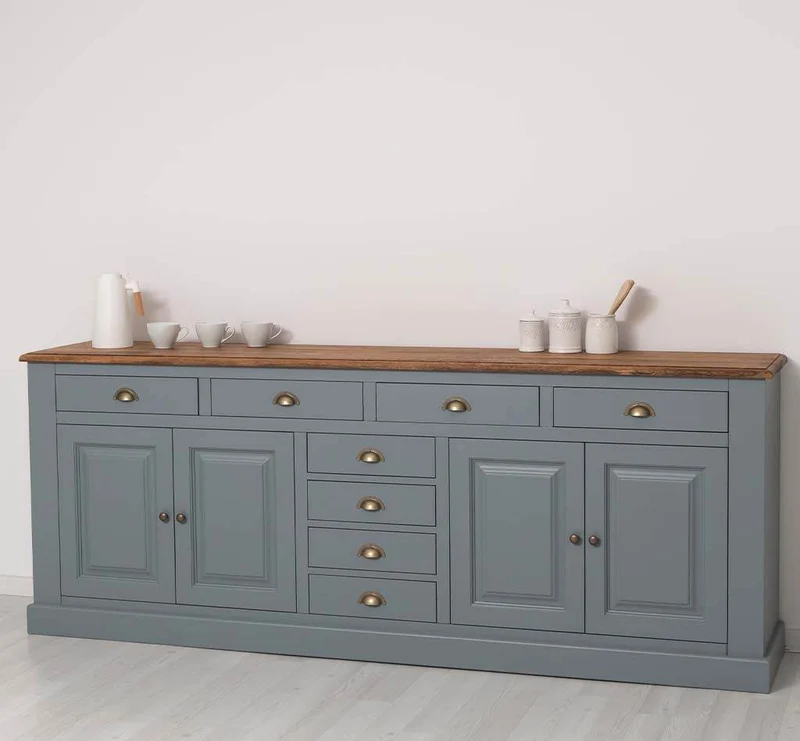 Großes Sideboard aus Massivholz - Geschirrschrank mit 8 Schubladen