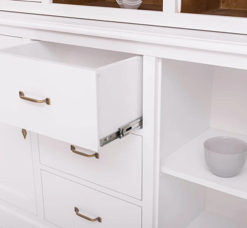 Geschirrschrank aus Massivholz | Vitrine | 2-teilig mit Schubladen