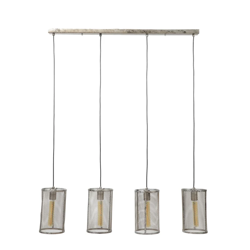 Pendelleuchte Hängeleuchte FOUR mit 4 Schirmen Silber Antik Look