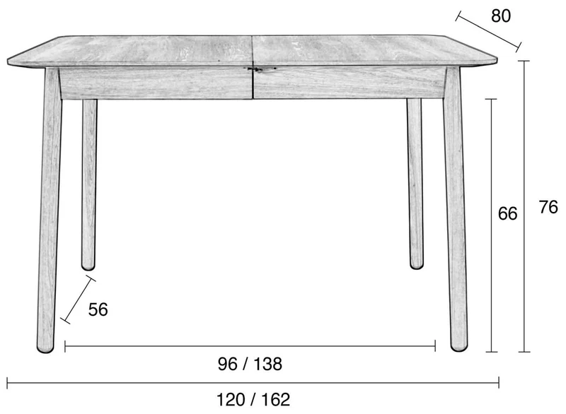 Esstisch GLIMPS von ZUIVER 120 x 80 ausziehbar Esche lackiert