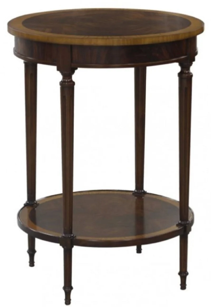 Casa Padrino Luxus Barock Beistelltisch Dunkelbraun / Hellbraun Ø 58 x H. 80 cm - Barockmöbel