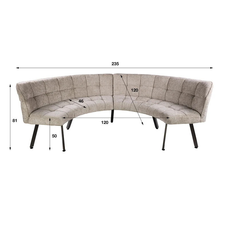 Eetkamerbank Raster rond 2DLG