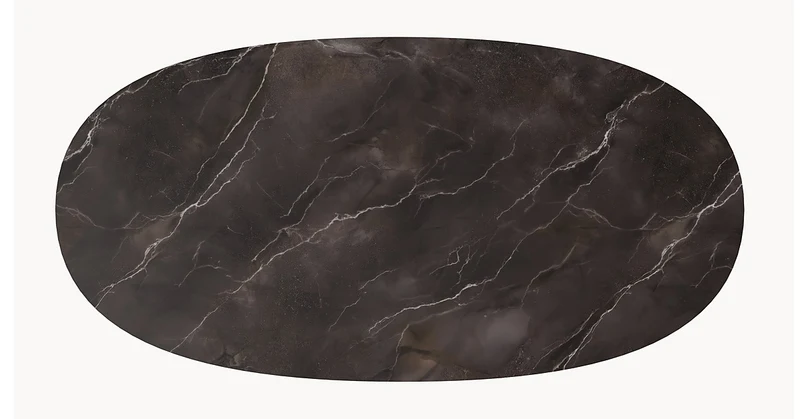 Keramische eettafel Andromeda - Deens Rond - V eiken onderstel