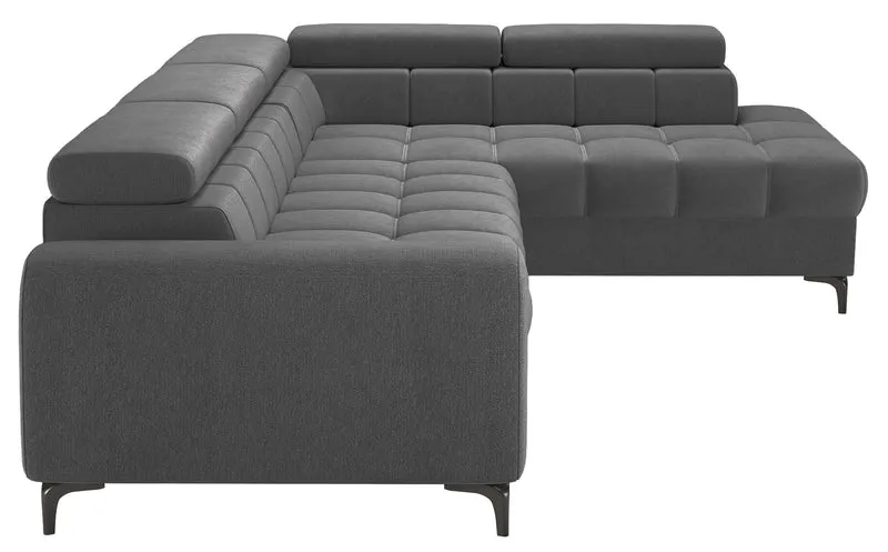 Ecksofa mit Schlaffunktion Arellio, L-förmig, rechtsseitig, mit Stauraum, grauer Chenille-Stoff