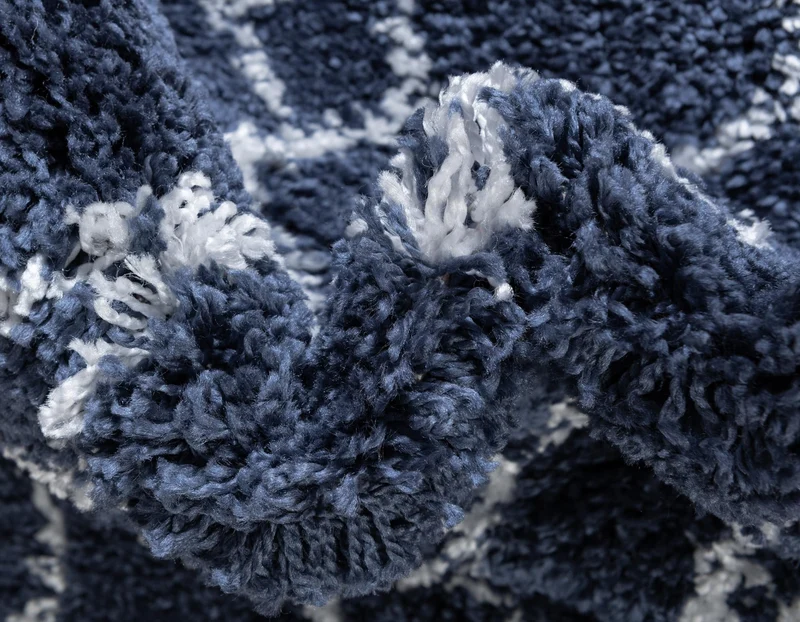 Teppich MARA Shaggy Läufer Marineblau 80x305 cm