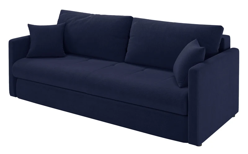 Dreisitziges ausklappbares Sofa Lorro mit Stauraum, granatfarbener Chenille-Bezug