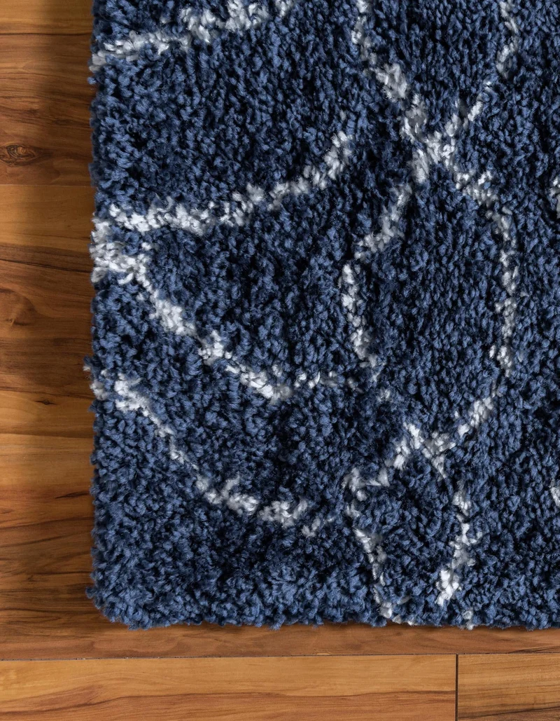 Teppich MARA Shaggy Läufer Marineblau 80x185 cm