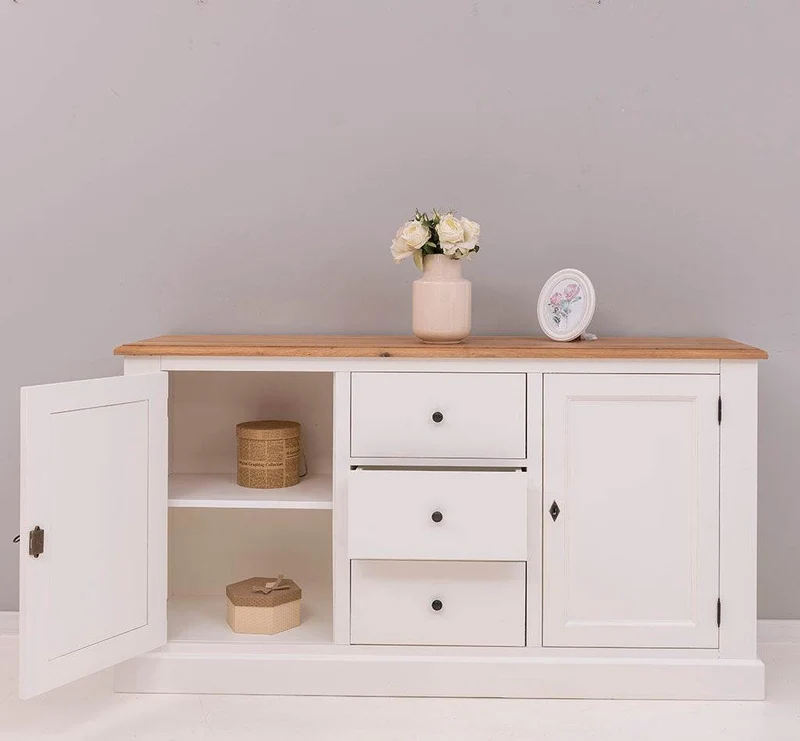 Massivholz Sideboard im Landhausstil mit drei Schubladen und zwei Türen