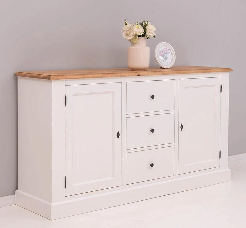 Massivholz Sideboard im Landhausstil mit drei Schubladen und zwei Türen