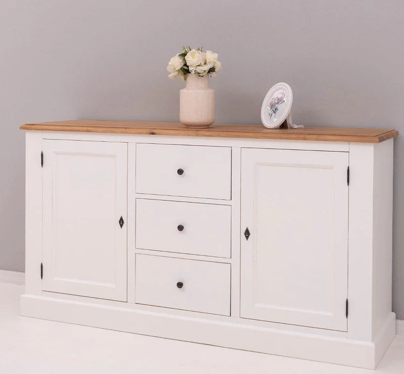 Massivholz Sideboard im Landhausstil mit drei Schubladen und zwei Türen