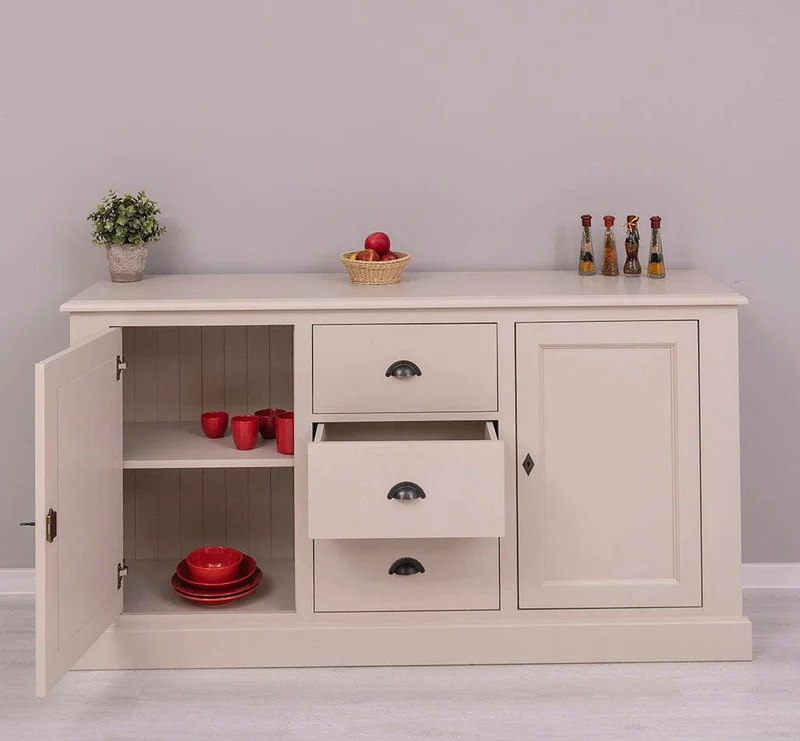 Massivholz Sideboard im Landhausstil mit drei Schubladen und zwei Türen