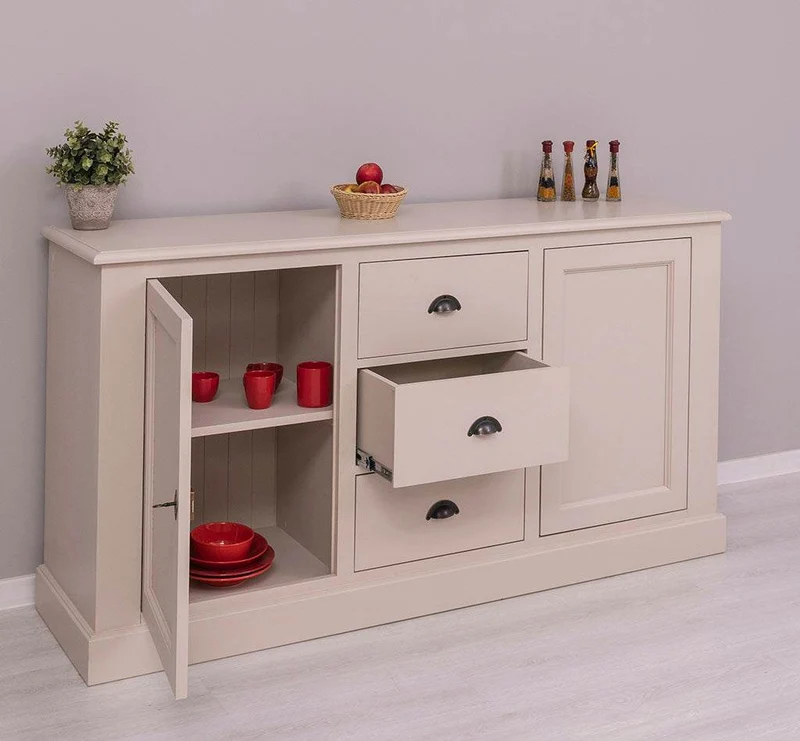 Massivholz Sideboard im Landhausstil mit drei Schubladen und zwei Türen
