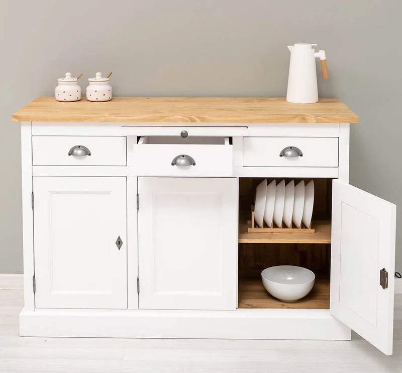Landhaus Sideboard aus Massivholz im Landhausstil mit 3 Schubladen und Türen