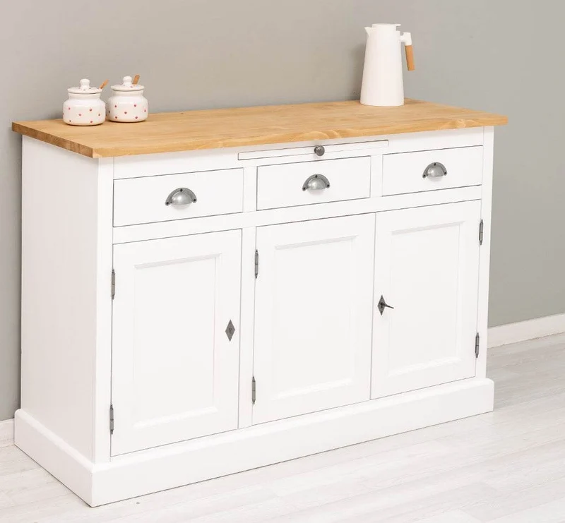 Landhaus Sideboard aus Massivholz im Landhausstil mit 3 Schubladen und Türen