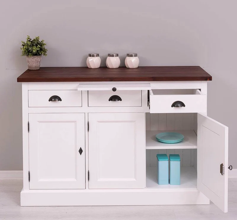 Landhaus Sideboard aus Massivholz im Landhausstil mit 3 Schubladen und Türen