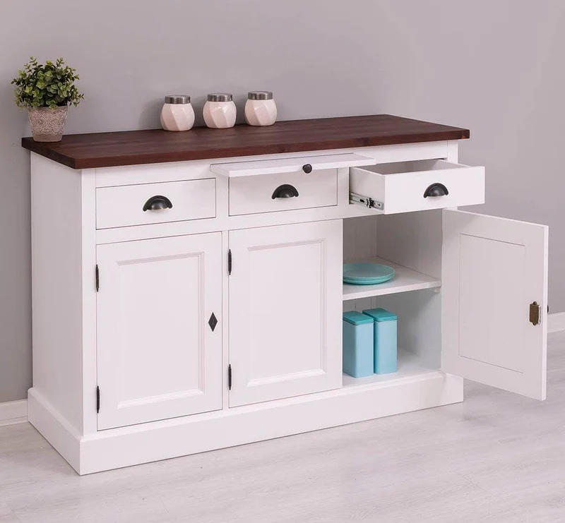 Landhaus Sideboard aus Massivholz im Landhausstil mit 3 Schubladen und Türen