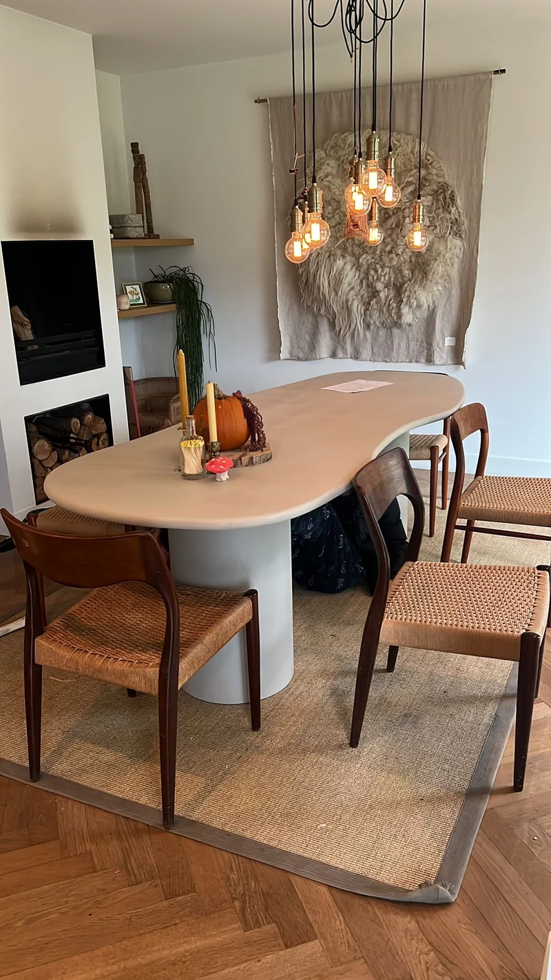 Japandi Eettafel Betonlook, Beige 240cm