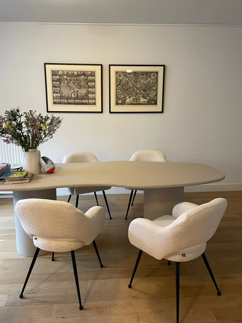 Japandi Eettafel Betonlook, Beige 240cm