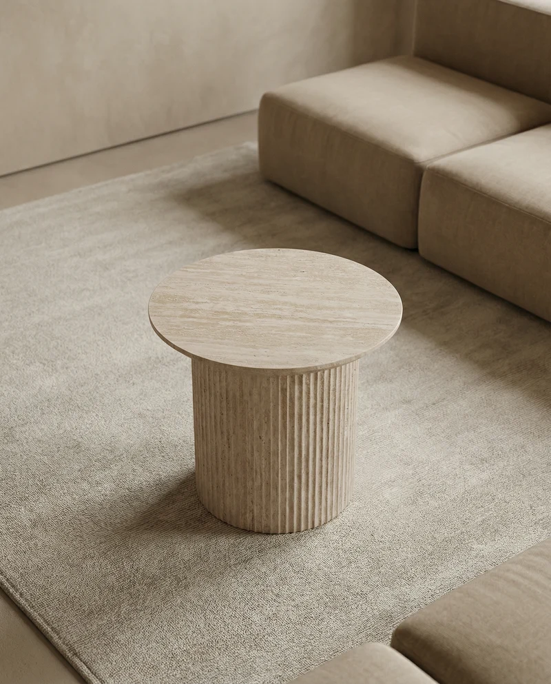 Desido Japandi Ovale Bijzettafel Vale Travertin Beige