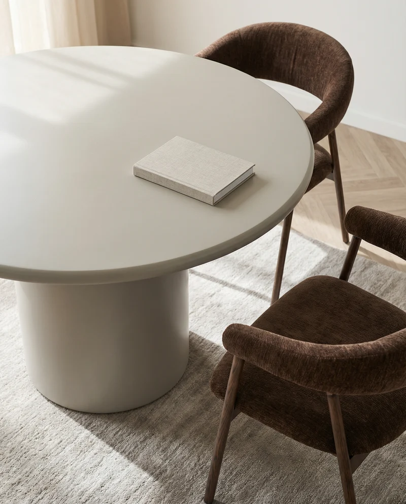Eettafel Nagano – Ronde Tafel in Zandkleur – Ø120 cm