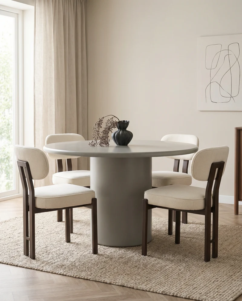 Eettafel Nagano – Ronde Tafel in Zandkleur – Ø120 cm