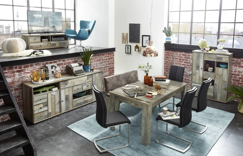 Esstisch BONANZA 160 x 90 cm ausziehbar - Driftwood Nachbildung