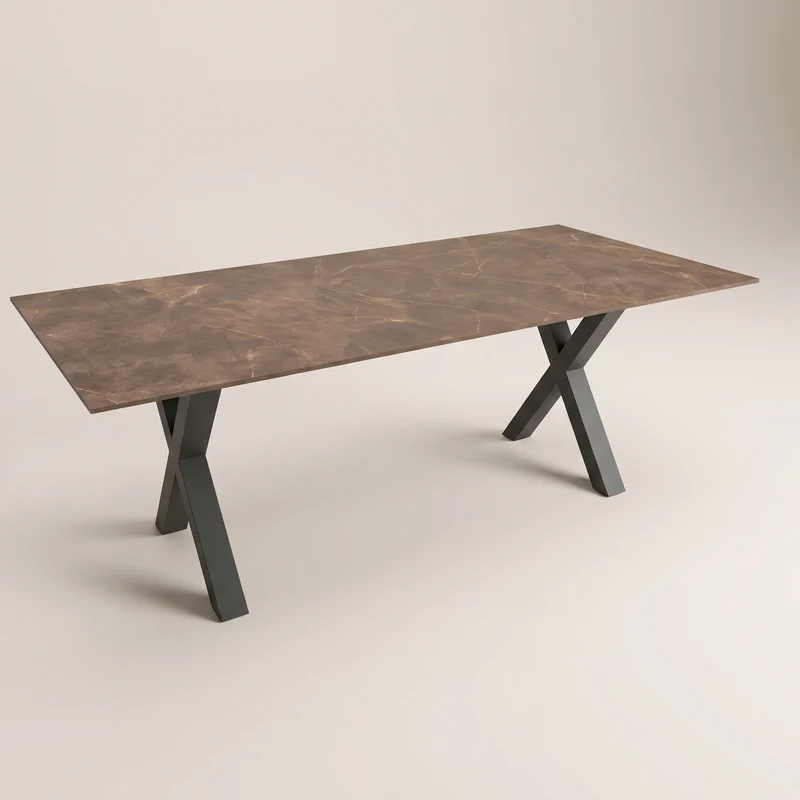 Keramische eettafel Pulpis Brown - Recht - X onderstel