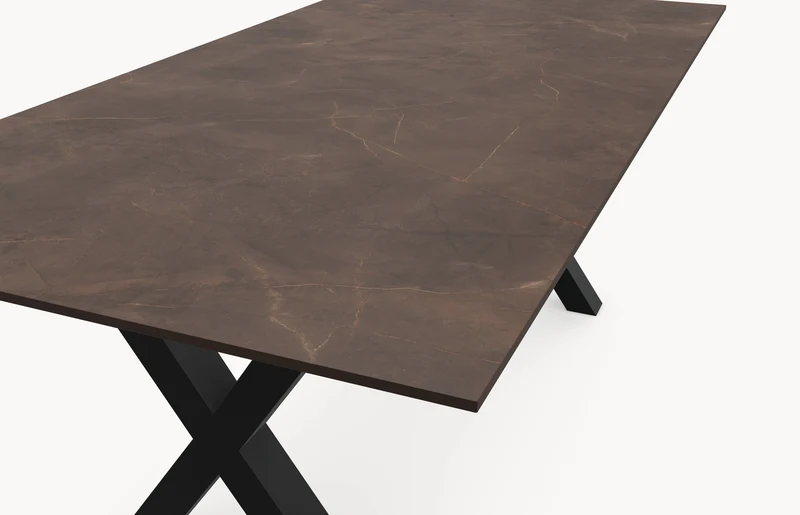 Keramische eettafel Pulpis Brown - Recht - X onderstel