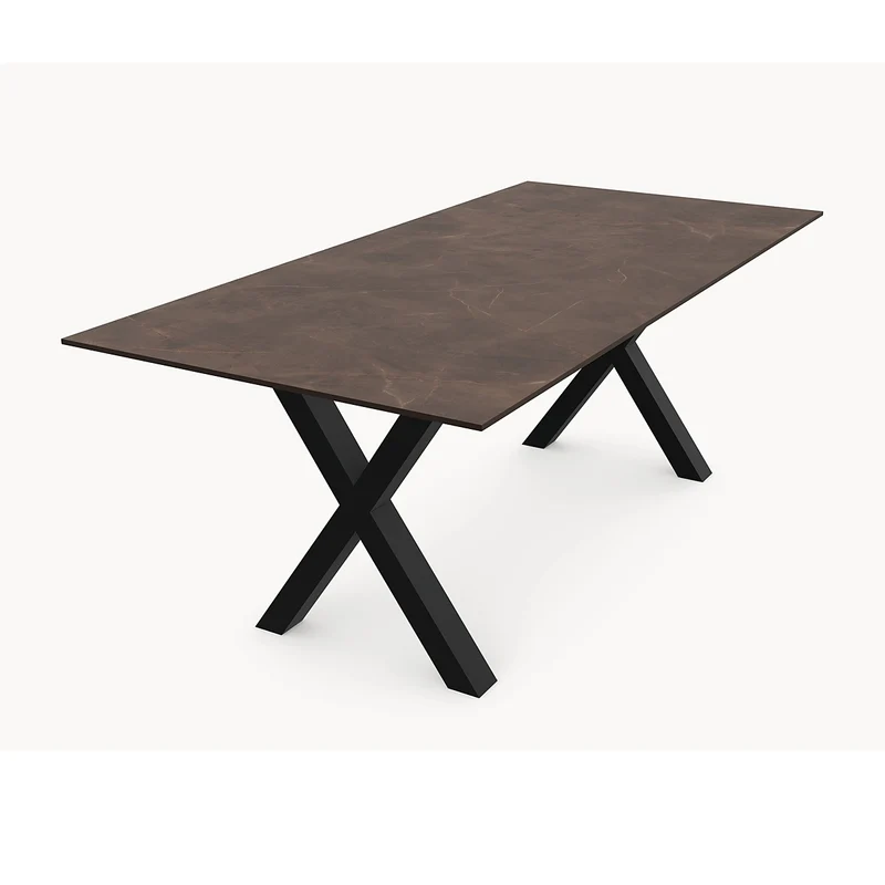 Keramische eettafel Pulpis Brown - Recht - X onderstel