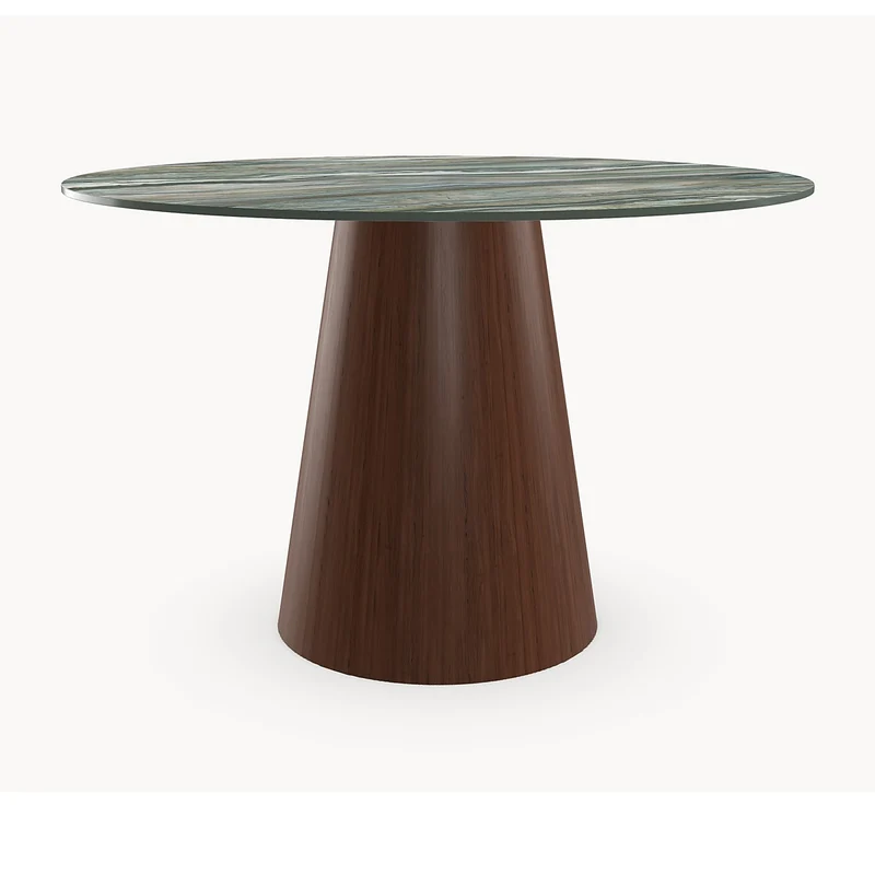Keramiek Royal Peacock eettafel - Rond - Cone onderstel eiken