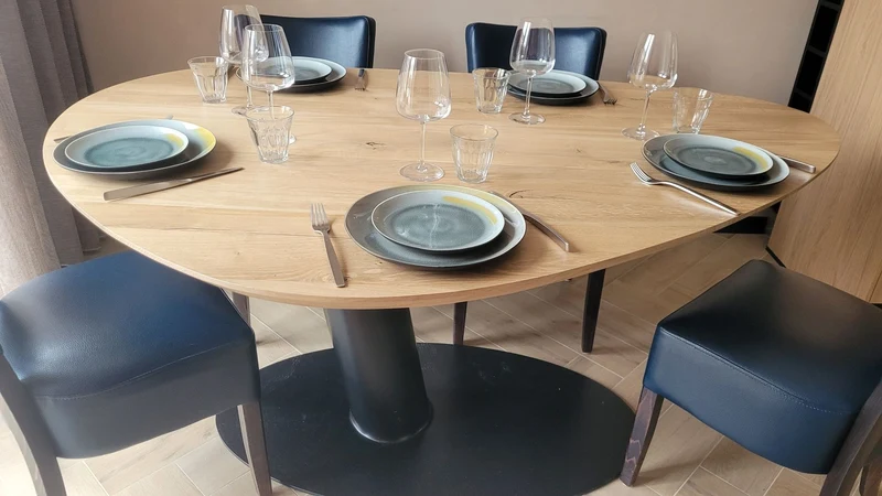 Eiken eettafel - Kiezel A - Sol metaal