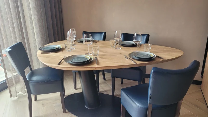 Eiken eettafel - Kiezel A - Sol metaal
