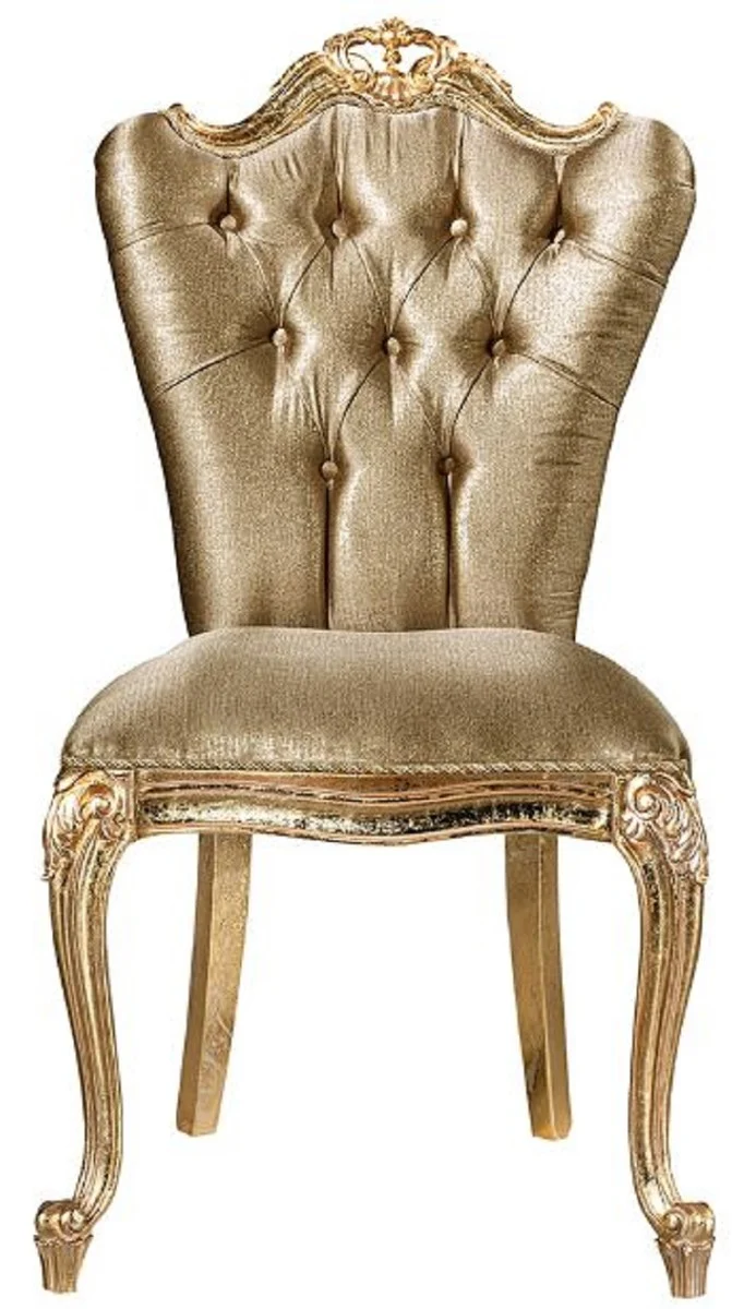 Casa Padrino Luxus Barock Esszimmerstuhl Set Weiß / Gold - 6 handgefertigte Küchen Stühle im Barockstil - Barock Esszimmer Möbel - Edel & Prunkvoll