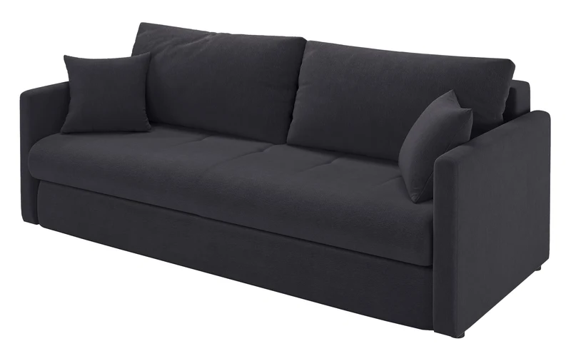 Dreisitziges ausklappbares Sofa Lorro mit Stauraum, Graphit Chenille