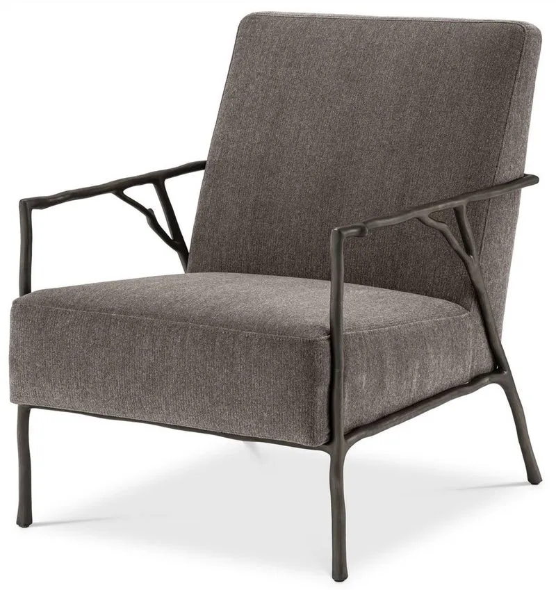 Casa Padrino Luxus Lounge Sessel Graubraun / Bronzefarben 63 x 81 x H. 82 cm - Wohnzimmer Sessel - Hotel Sessel - Luxus Möbel