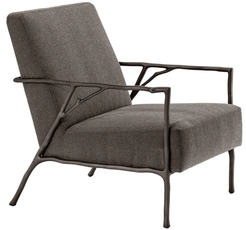 Casa Padrino Luxus Lounge Sessel Graubraun / Bronzefarben 63 x 81 x H. 82 cm - Wohnzimmer Sessel - Hotel Sessel - Luxus Möbel