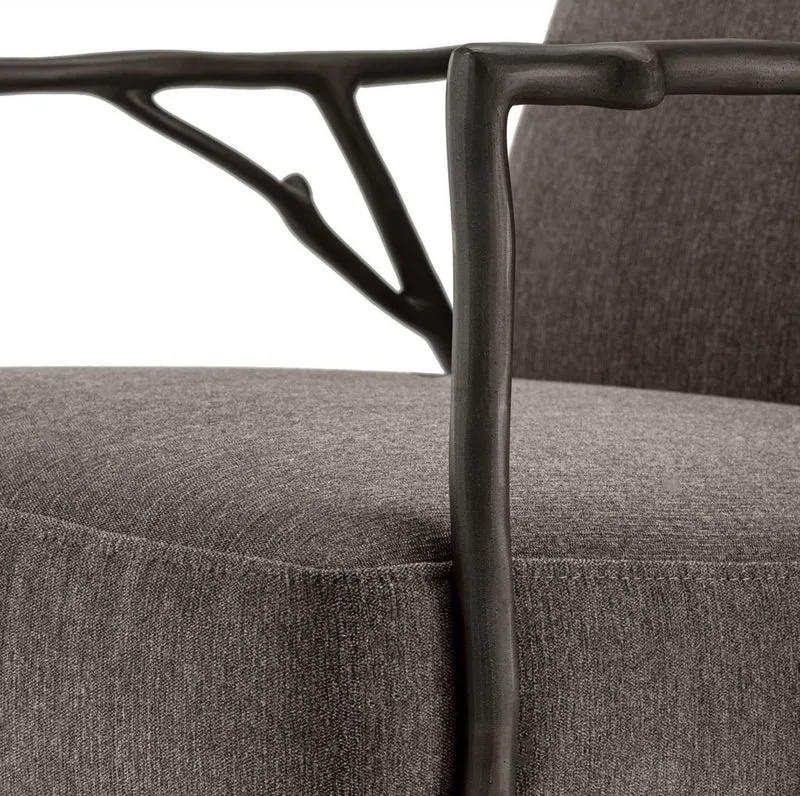 Casa Padrino Luxus Lounge Sessel Graubraun / Bronzefarben 63 x 81 x H. 82 cm - Wohnzimmer Sessel - Hotel Sessel - Luxus Möbel