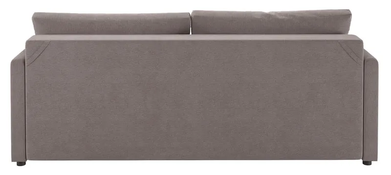 Dreisitziges ausklappbares Sofa Lorro mit Stauraum, hellbraunes Chenille
