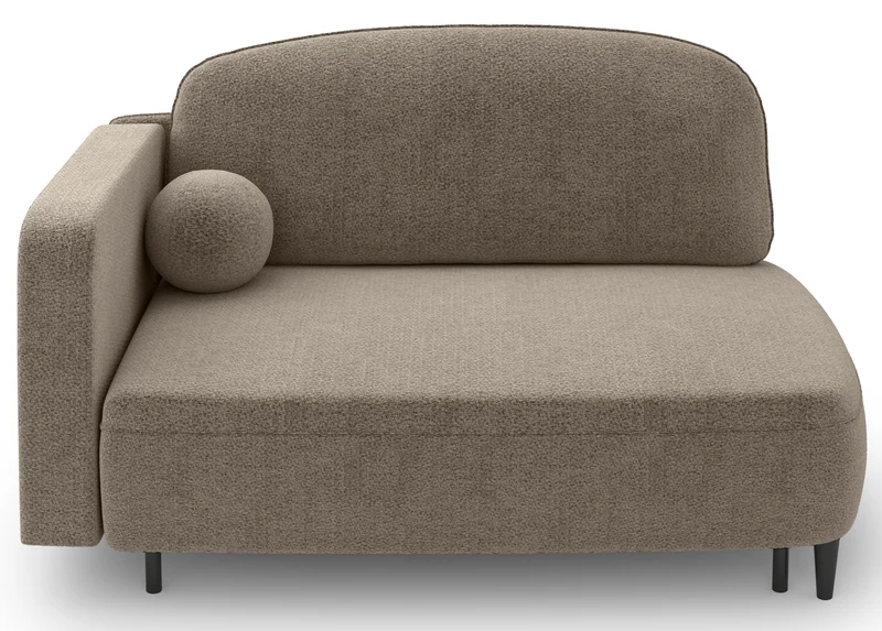 Ausziehbare Liege Pinkio, rechtsseitig, mit Stauraum, dunkelbeige Chenille