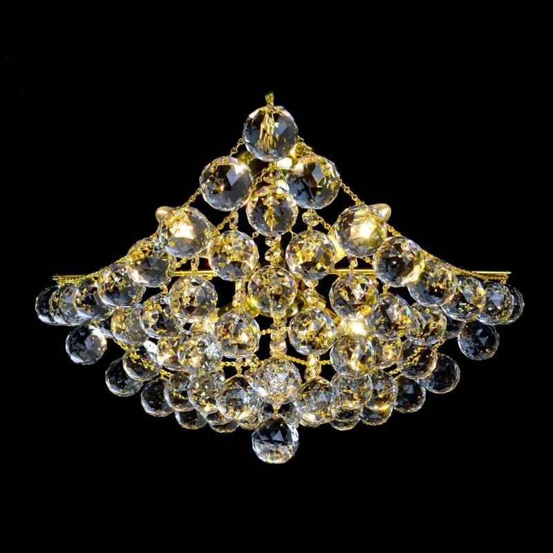 Casa Padrino Luxus Barock Kristall Deckenleuchte Gold Ø 48 x H. 22 cm - Prunkvolle Messing Deckenleuchte mit böhmischem Kristallglas - Barock Möbel - Edel & Prunkvoll